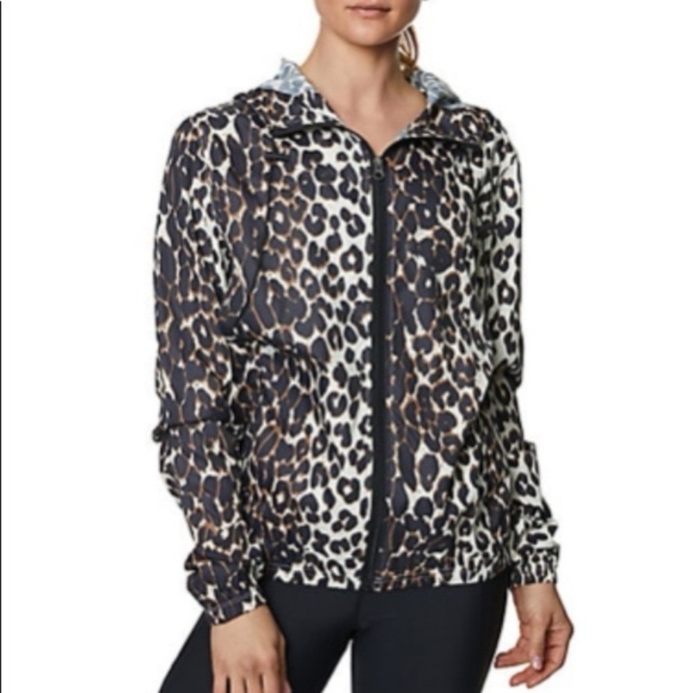 Betsey Johnson‎ Performance Leopard Animal Print Hoodie Windbreaker Jacket Small